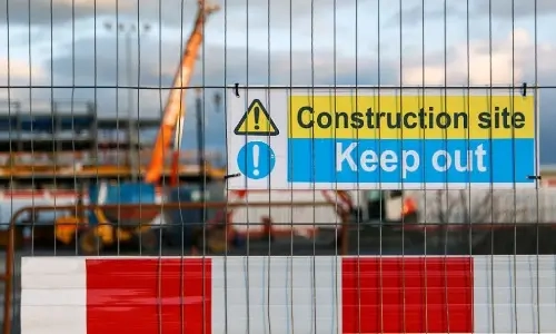 Keep Out Sign on the fence of a Construction Site