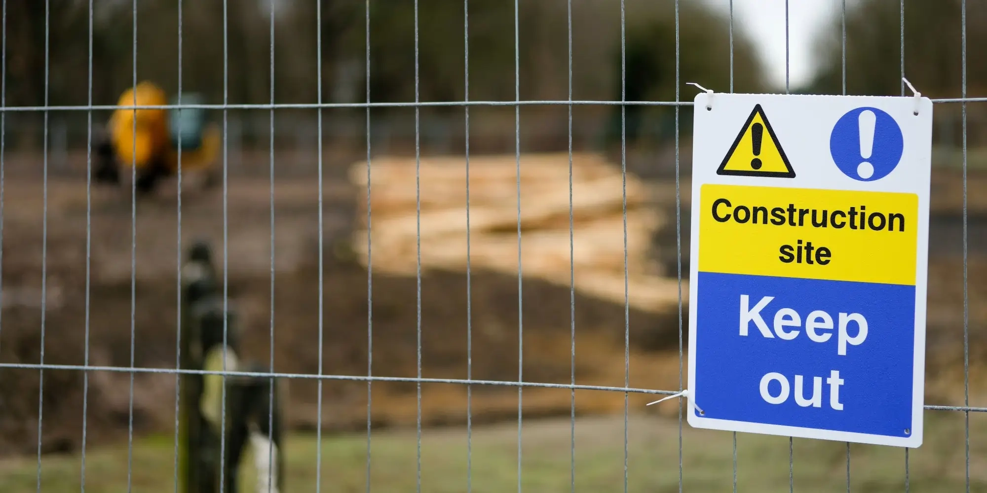 Construction site security warning sign