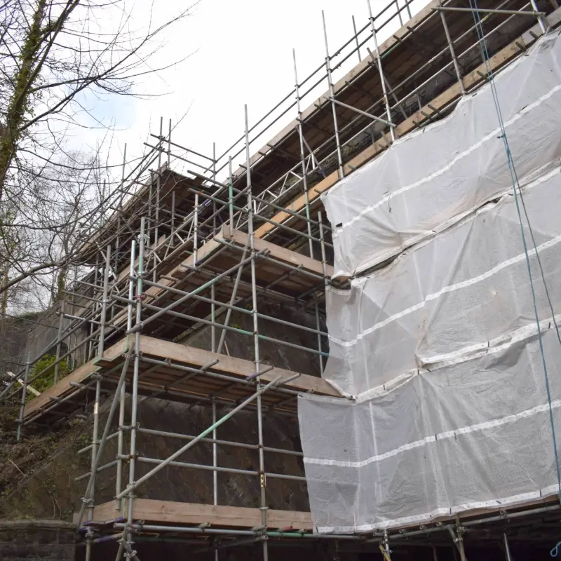 Scaffolding near the bridge