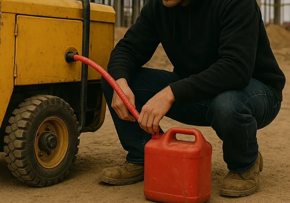 Stelaing fuel from a construction site into a fuel container