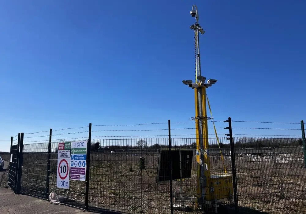 Blog Header CCTV Tower behind a gated fence with Solar option