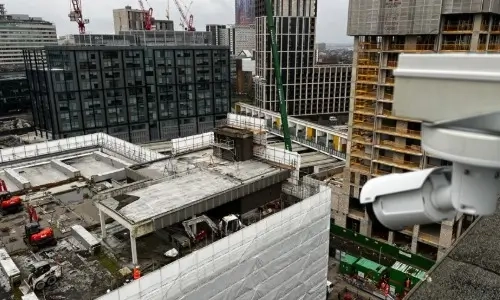 Time lapse camera recording construction site