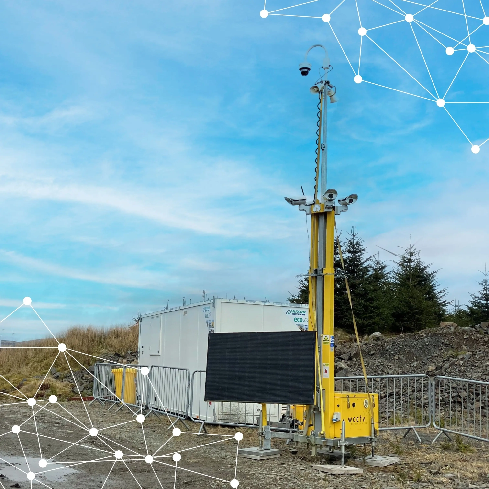 AI CCTV Tower in a remote location with blue sky