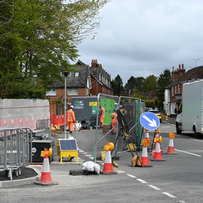 Mini Tower in deployment on roadside with cones and signs